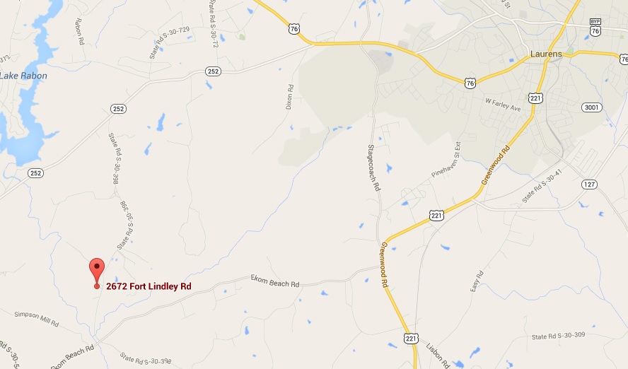 Location Map 2672 Fort Lindley rd, Laurens, SC 29360